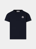 T-shirt blu per bambini con logo,Moncler Kids,954 8C00018 83907 742